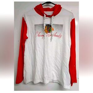 NHL Official Chicago Blackhawks Womens White & Red Hoodie NWT L 12/14
